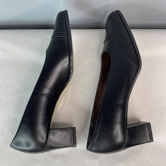 NATURALIZER Black Leather Square Toe Block Heel Pumps Parisian Size 8.5 Narrow - Picture 9 of 11